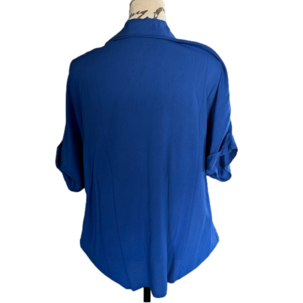 SHEIN✨ Women’s Notched Neck Batwing Sleeve Oversized Blouse 👚💙 Size Small - Picture 4 of 11